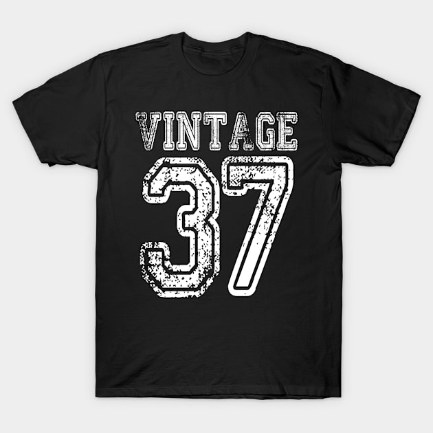 Vintage 37 2037 1937 T-shirt Birthday Gift Age Year Old Boy Girl Cute Funny Man Woman Jersey Style T-Shirt by arcadetoystore